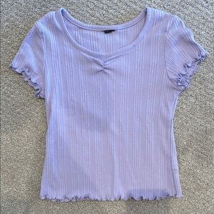Girls GAP Lavender Ribbed Short Sleeve Top